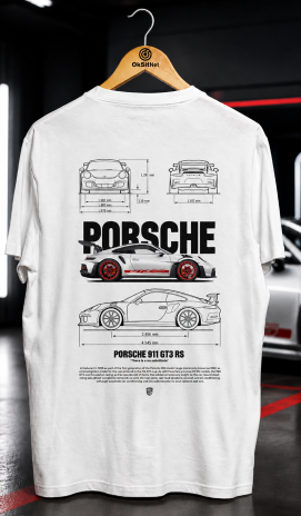 Porsche 911 GT3 RS Baskılı Tişört – Araba Temalı Sırt Baskı