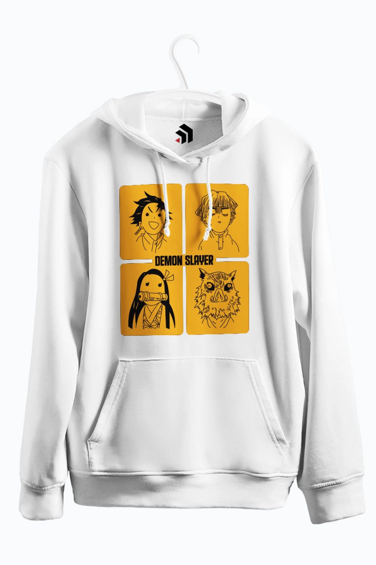 Demon Slayer - Tanjirou, Zenitsu, Nezuko and Hashibira Anime Baskılı Kapşonlu Sweatshirt