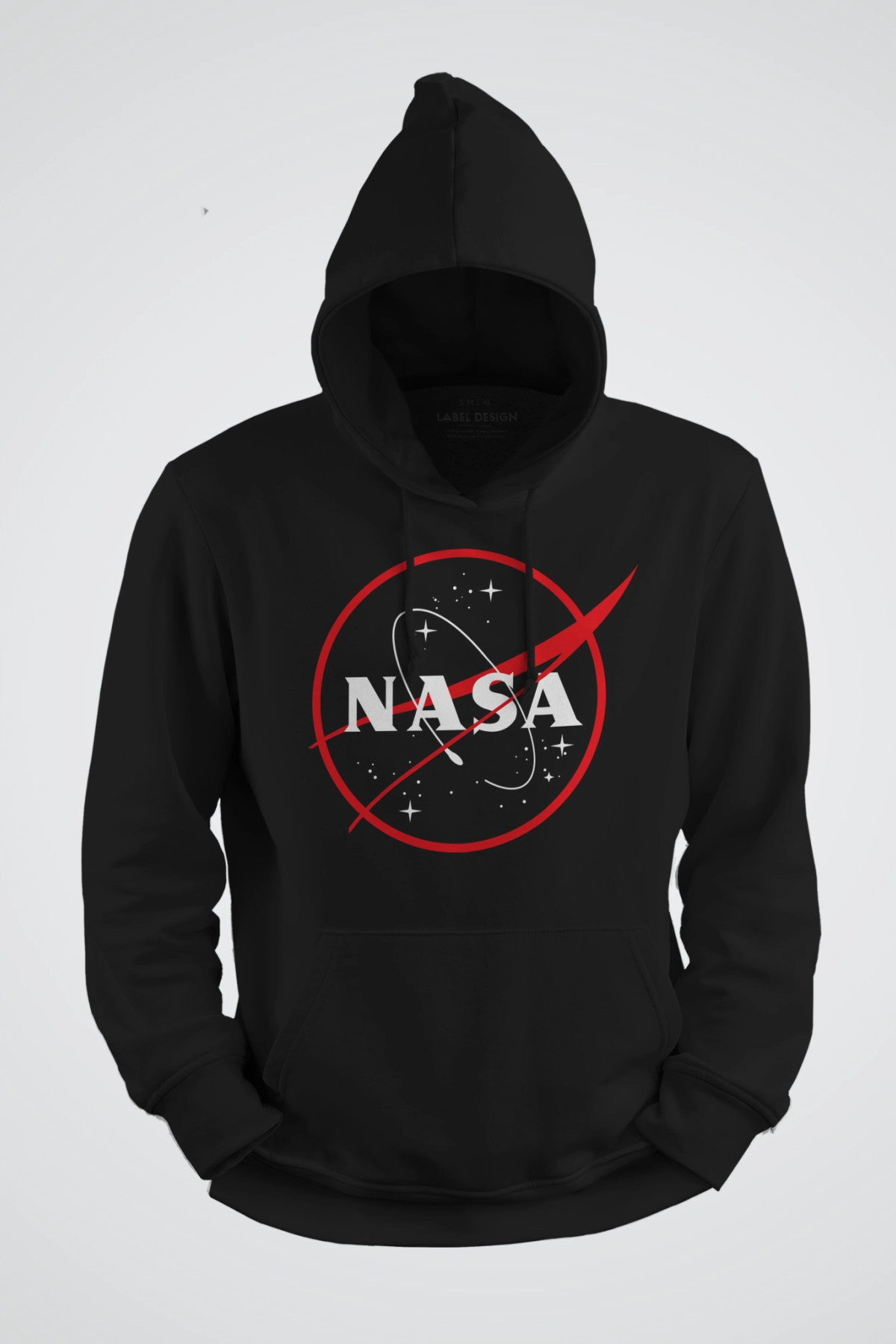 NASA Kırmızı Logo Baskılı Kapşonlu Sweat