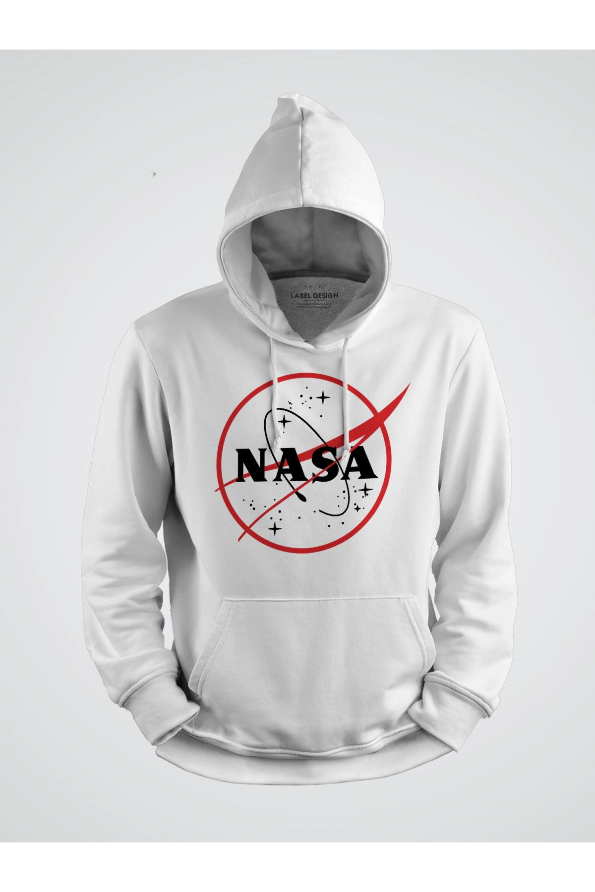 NASA Kırmızı Logo Baskılı Kapşonlu Sweat