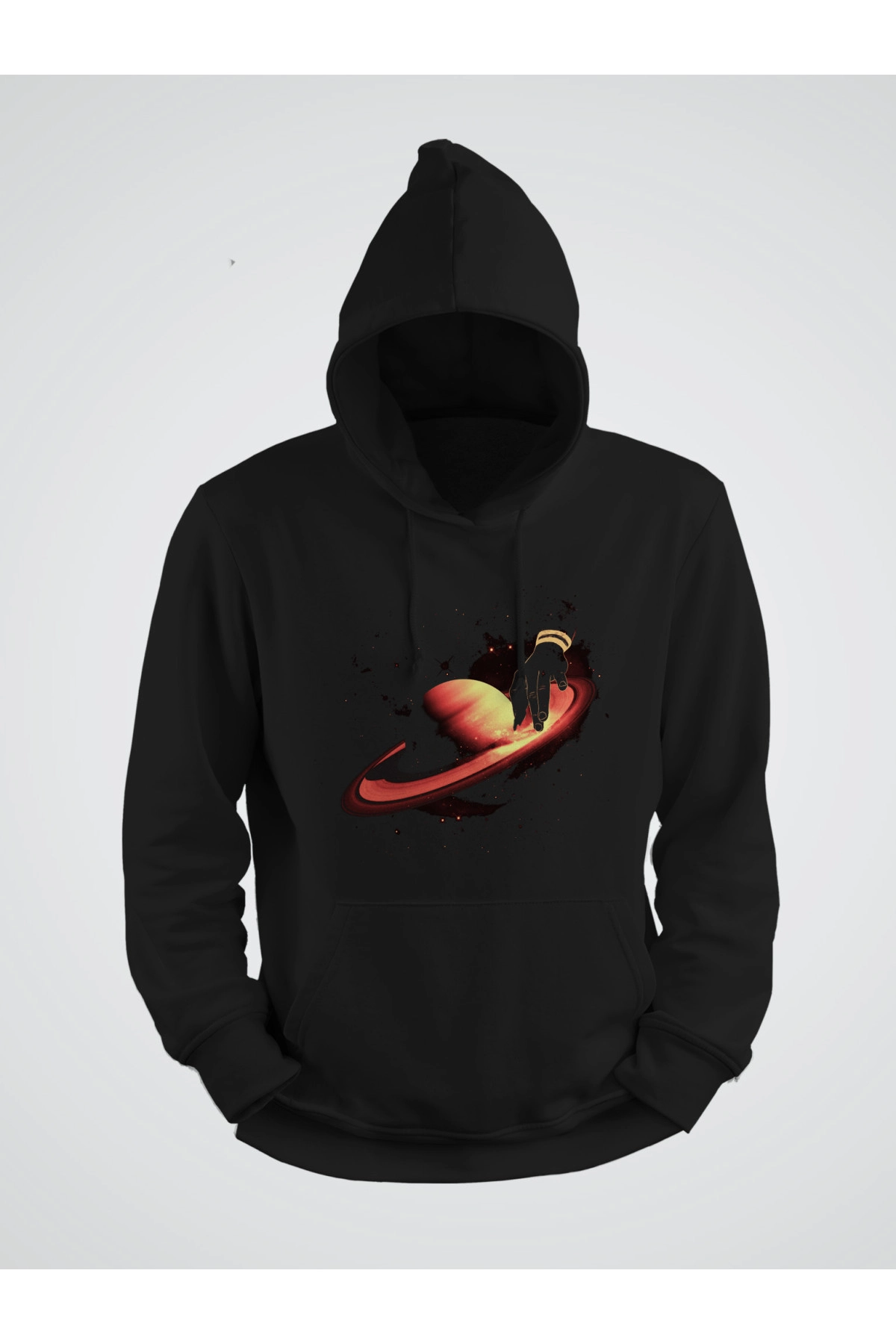Dj Satürn Baskılı Kapşonlu Sweat