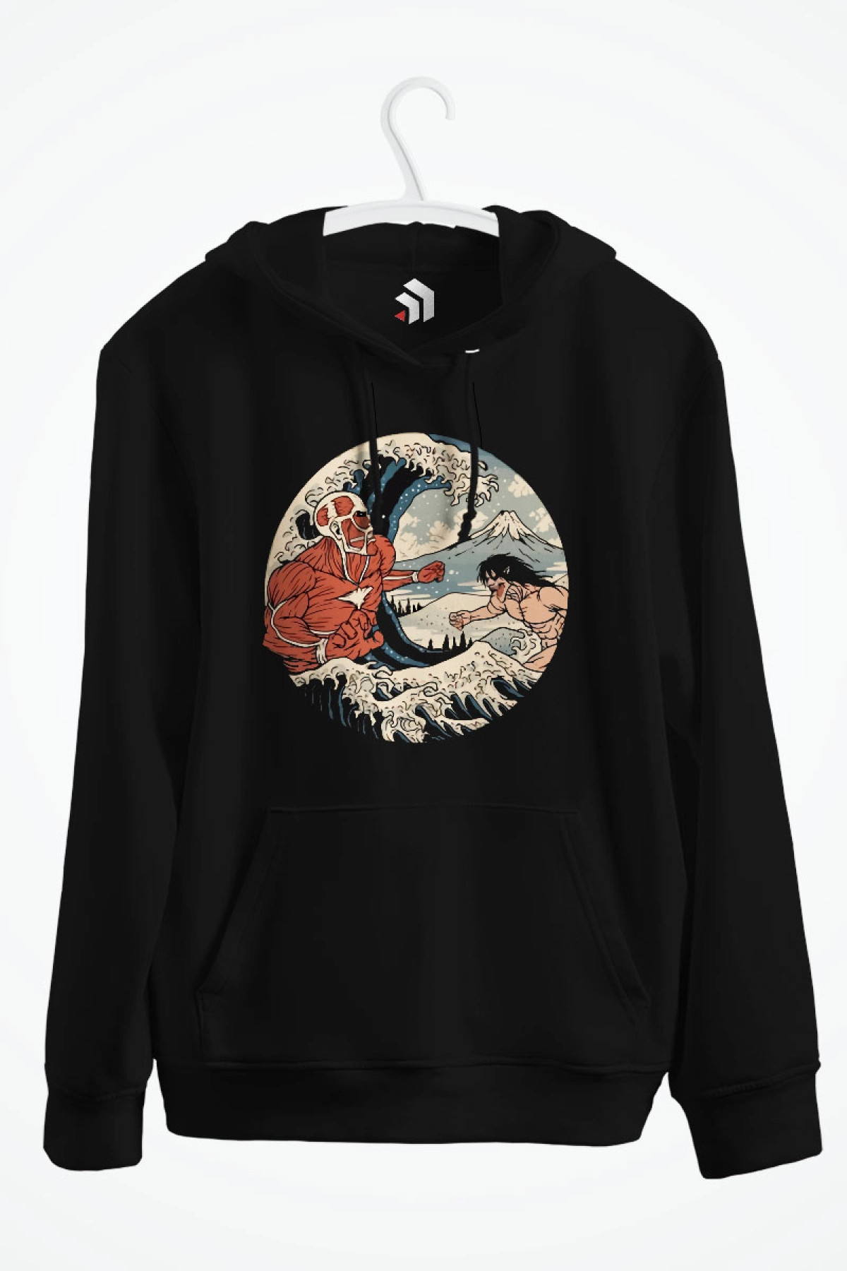 Attack on Titan - Kanagawa Wave Anime Baskılı Kapşonlu Sweatshirt