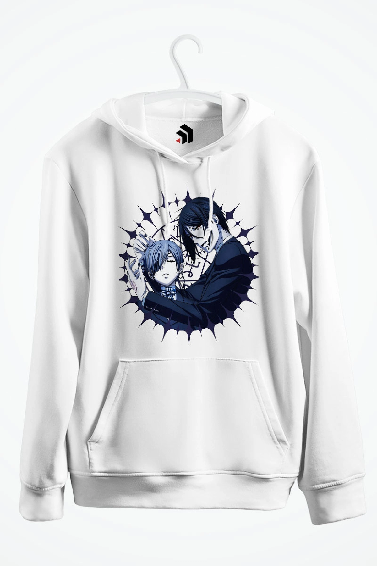 Black Butler Sebastian and Ciel Pentagram Anime Baskılı Kapşonlu Sweatshirt