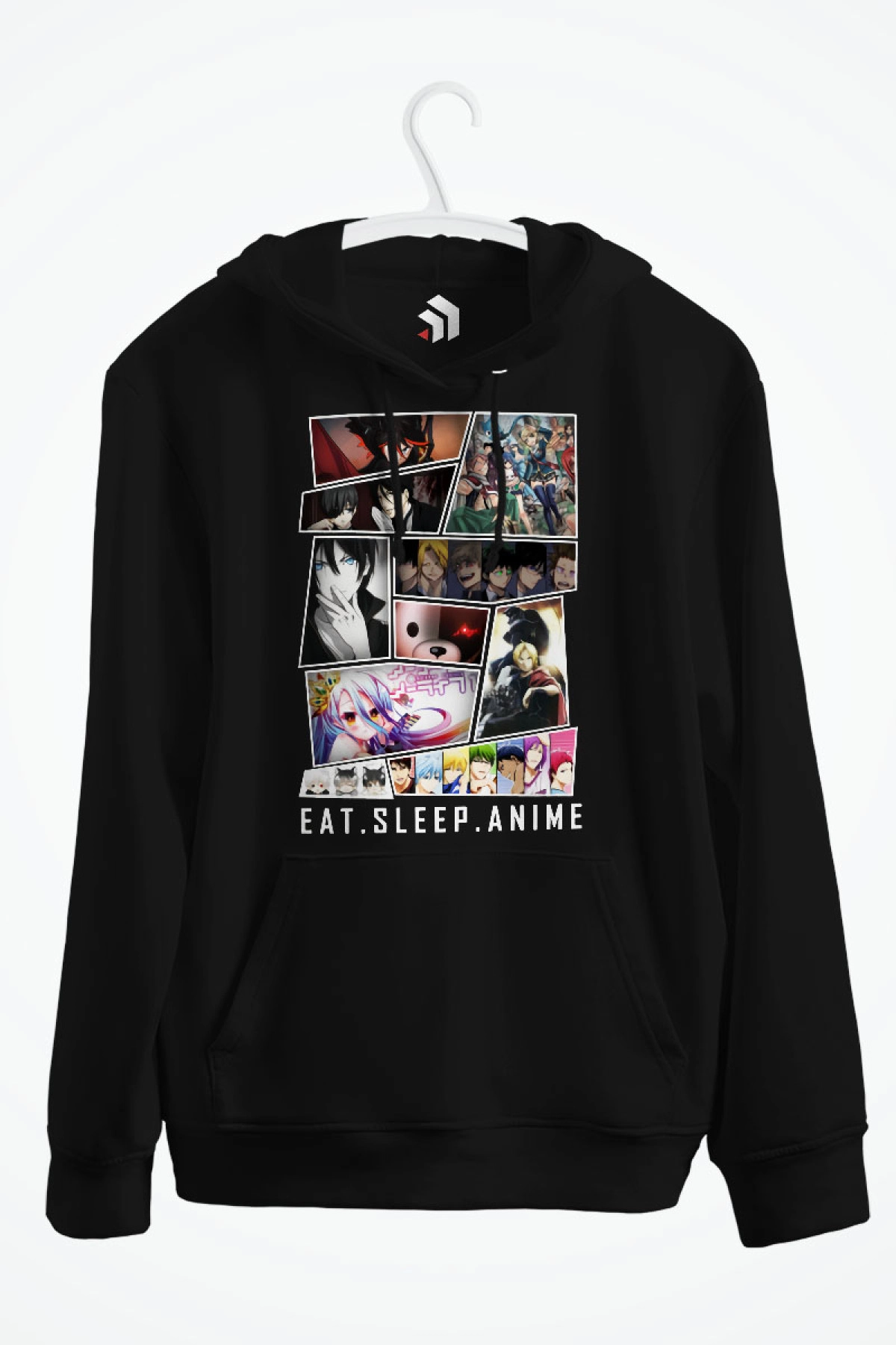 Eat. Sleep. Anime Baskılı Kapşonlu Sweatshirt