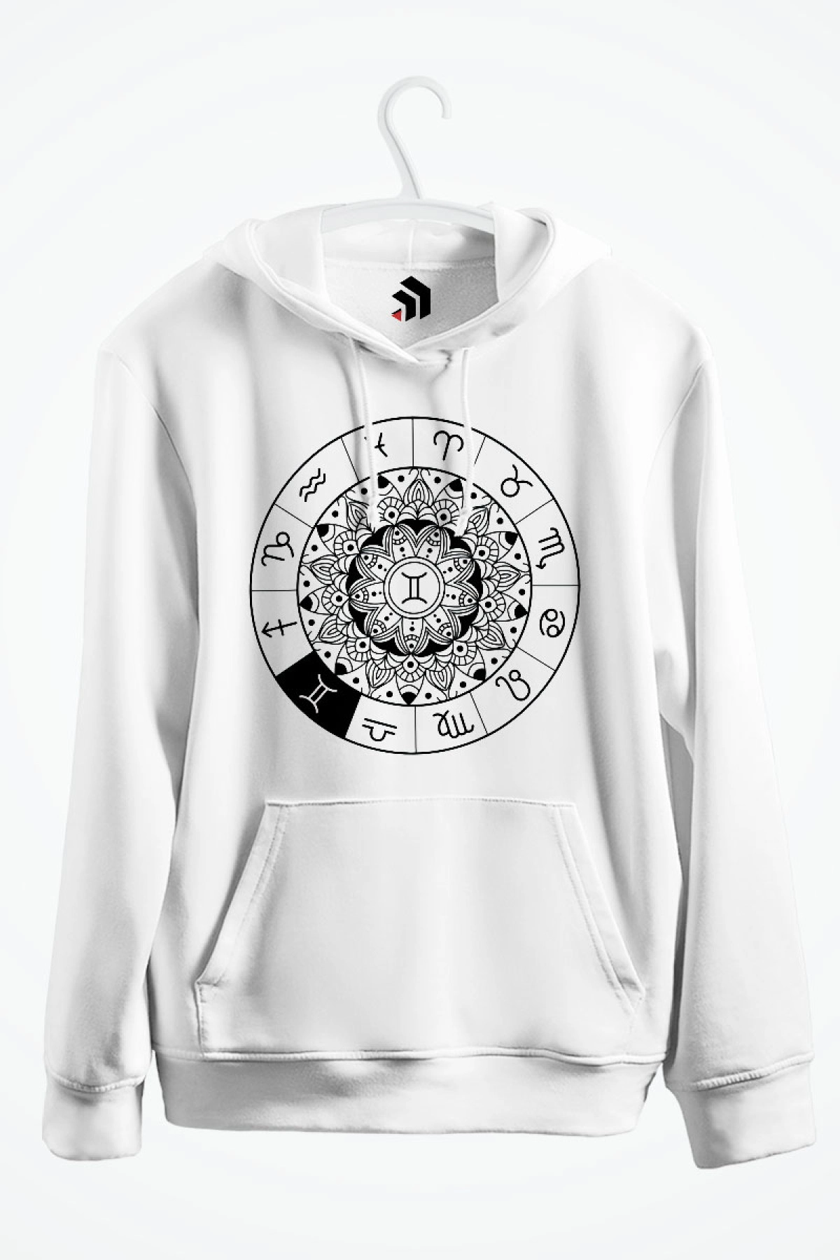 Gemini - İkizler Burcu Baskılı Kapşonlu Sweatshirt