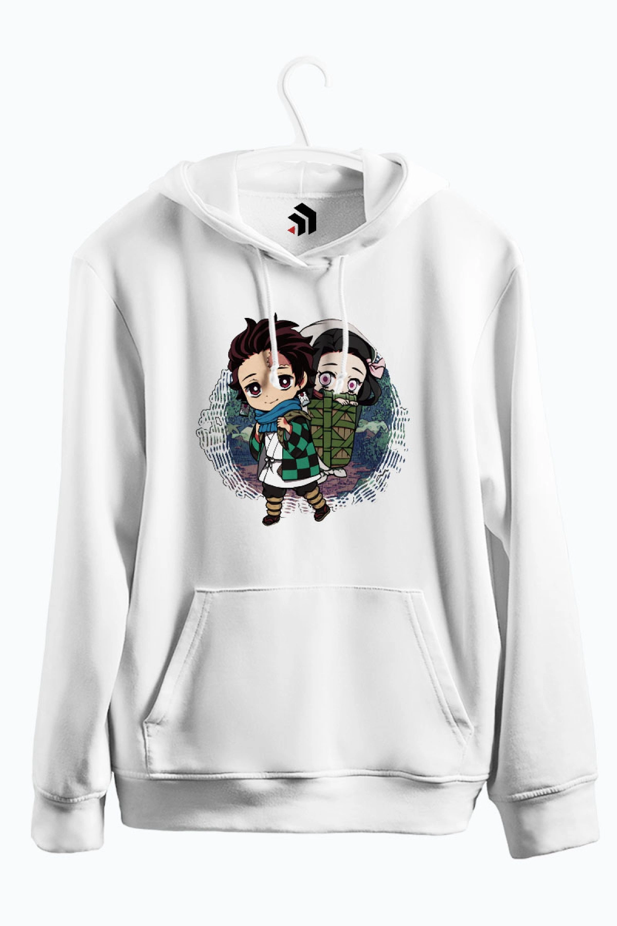 Anime Kimetsu No Yaiba Baskılı Kapşonlu Sweatshirt