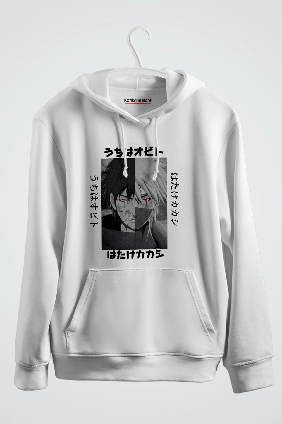 Uchiha Obito  Hatake Kakashi Naruto Anime Baskılı Kapşonlu Sweat