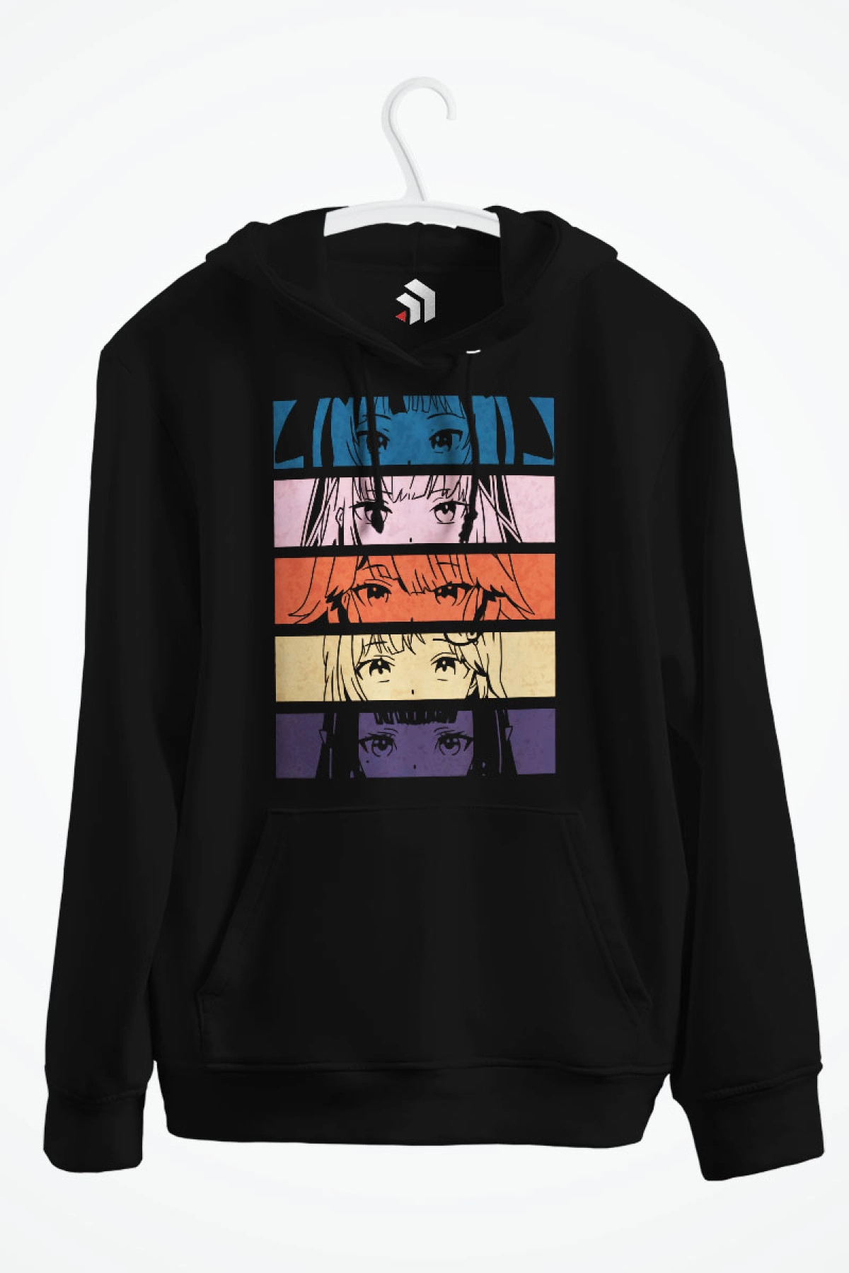 Holo EN Eyes Anime Baskılı Kapşonlu Sweatshirt