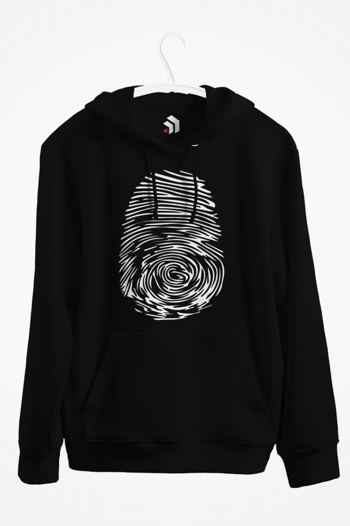 Parmak İzi Baskılı Kapşonlu Sweatshirt