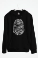 Parmak İzi Baskılı Kapşonlu Sweatshirt