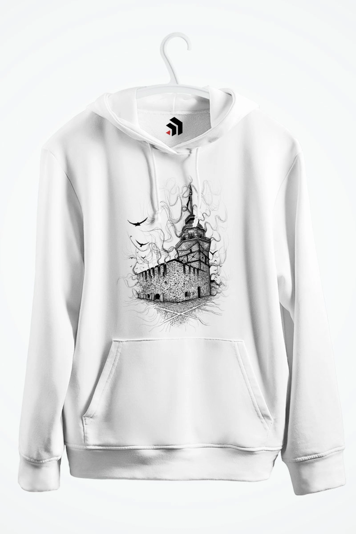 İstanbul Maiden Tower - Kız Kulesi Baskılı Kapşonlu Sweatshirt