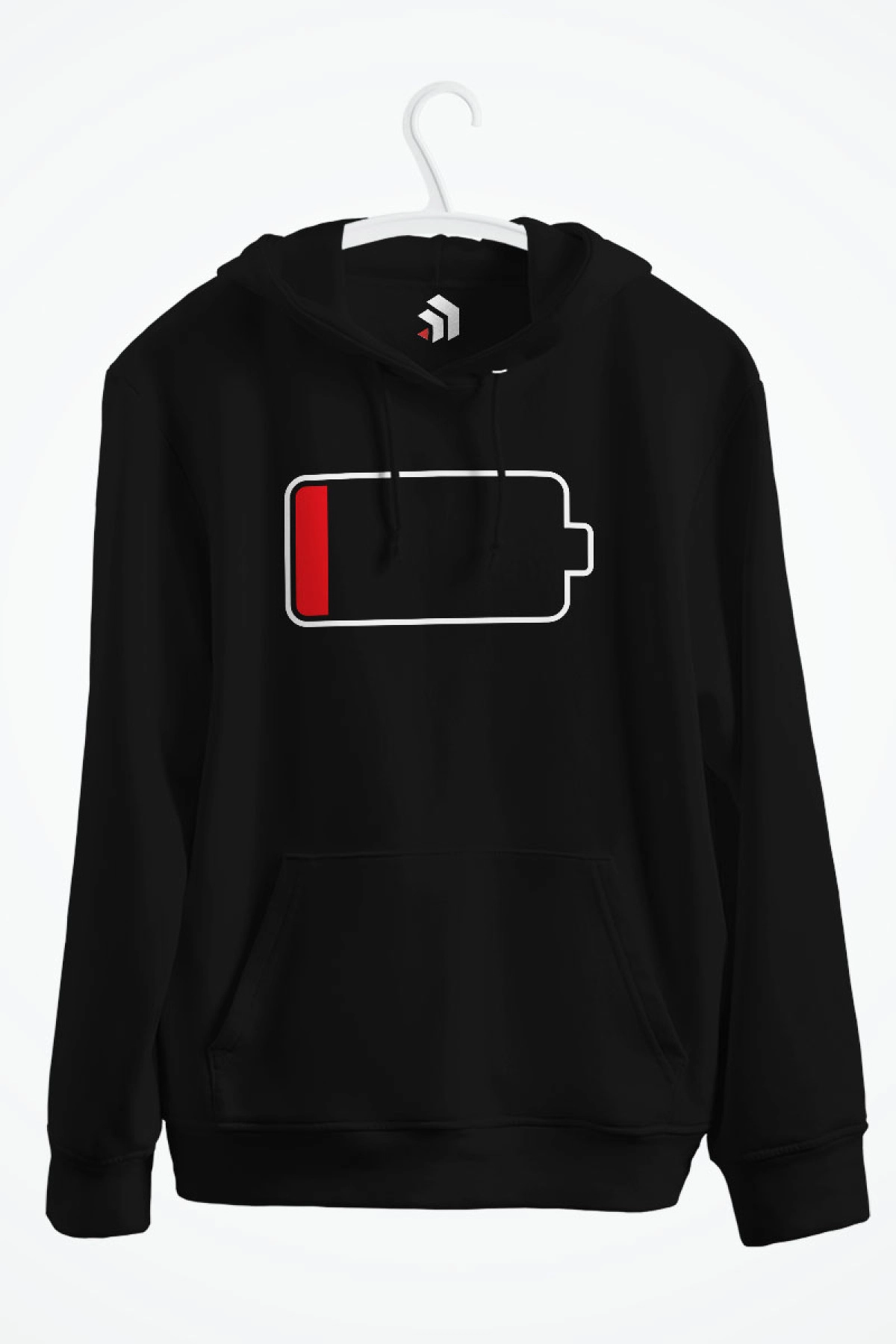 Low Battery - DüşükPil Baskılı Kapşonlu Sweatshirt