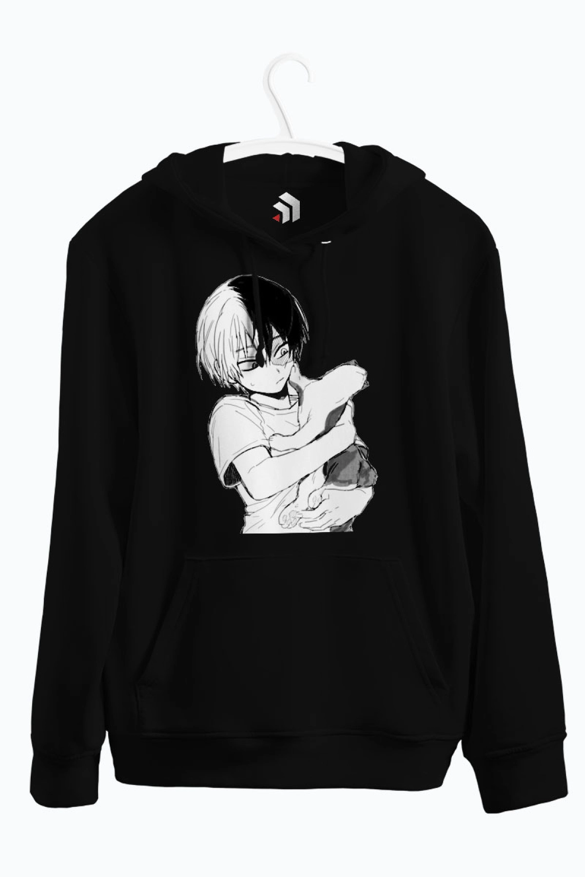 Todoroki With His Cat Anime Baskılı Kapşonlu Sweatshirt