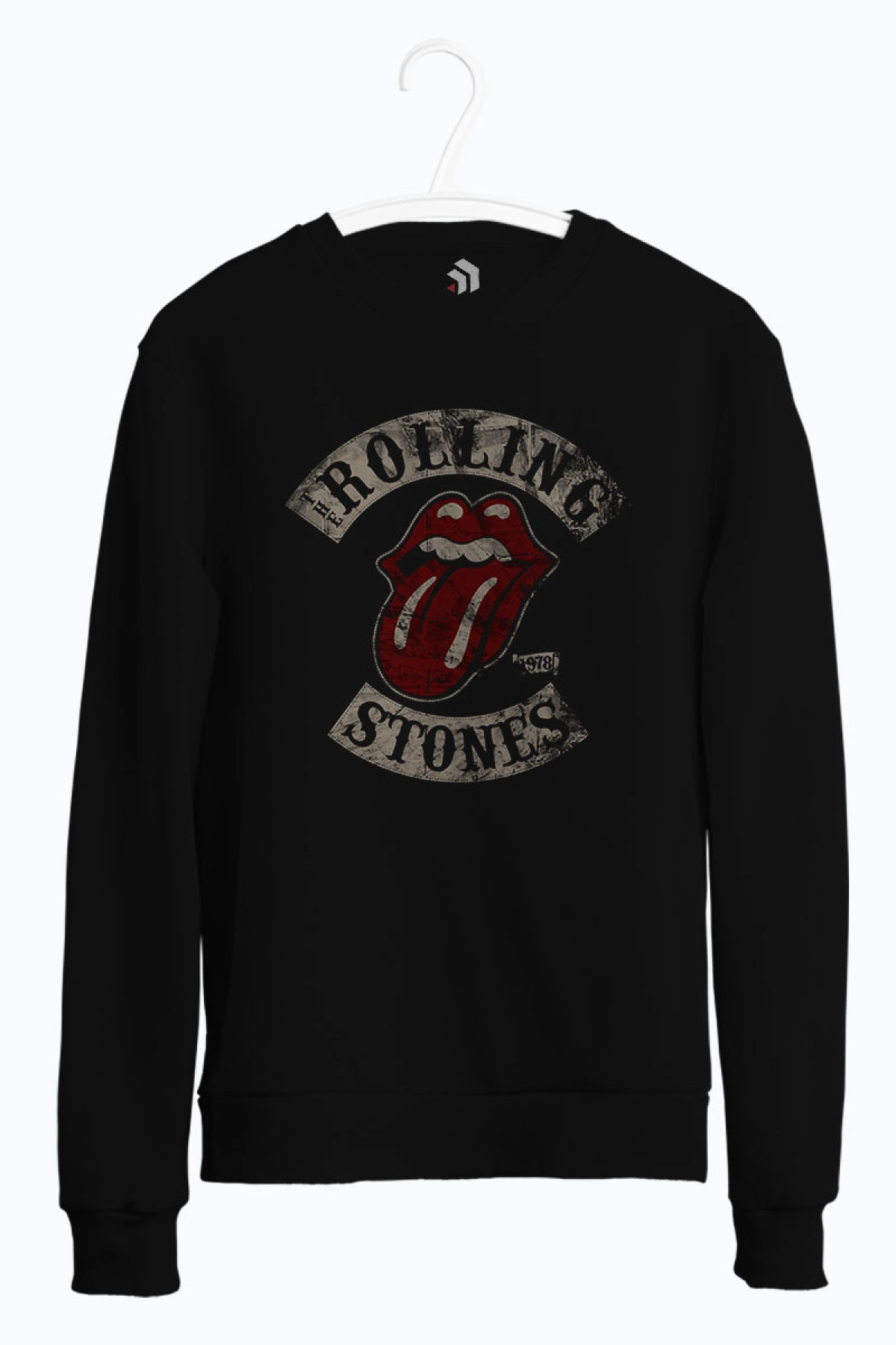 1978 The Rolling Stones Baskılı Bisiklet Yaka Sweatshirt