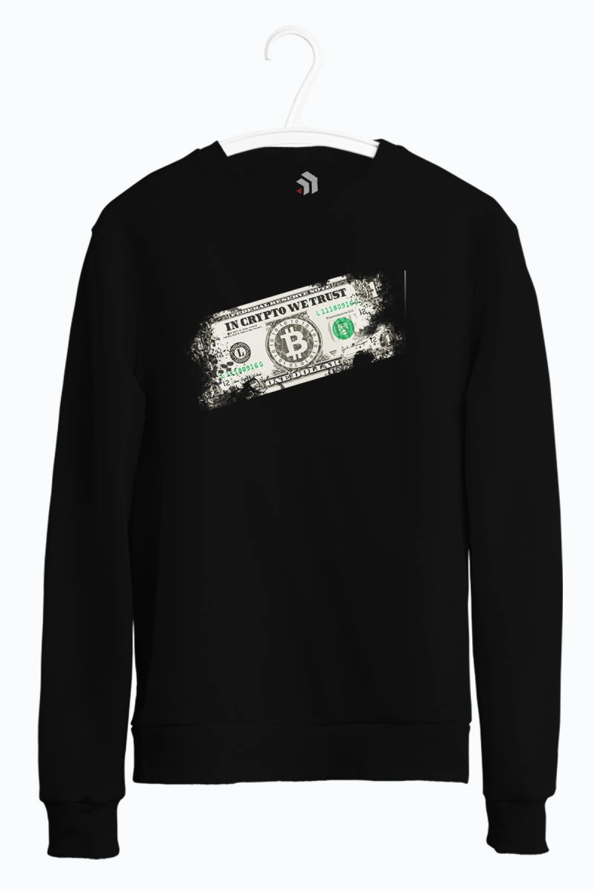 Bitcoin Kripto Para Esprili Baskılı Bisiklet Yaka Sweatshirt