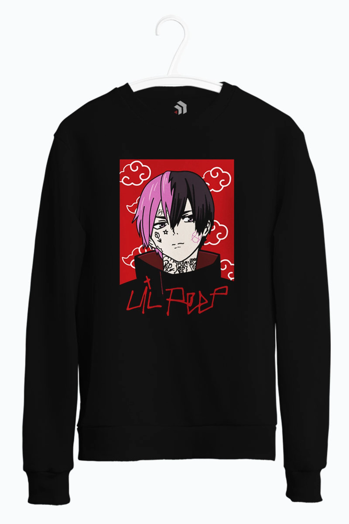 Lil Peep Akatsuki Gang Hip Hop Anime Baskılı Bisiklet Yaka Sweatshirt