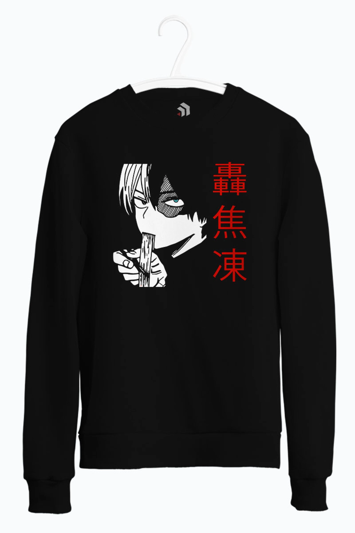 Todoroki Slurp Anime Baskılı Bisiklet Yaka Sweatshirt