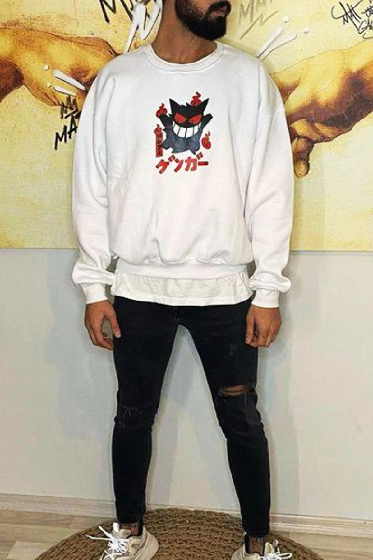 Gengar Pokémon Baskılı Oversize Sweatshirt