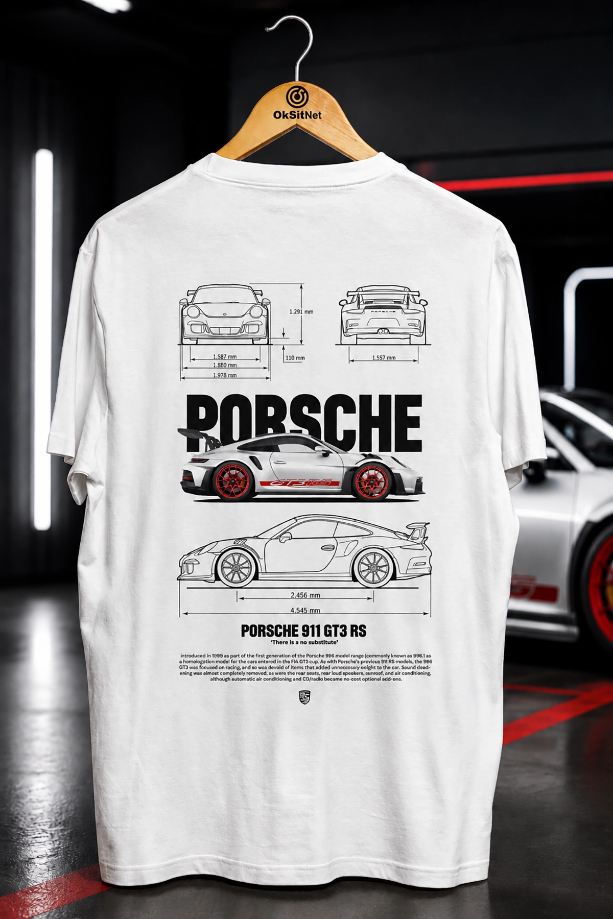 Porsche 911 GT3 RS Baskılı Tişört – Araba Temalı Sırt Baskı